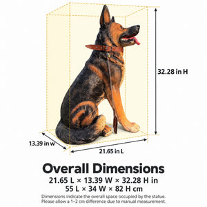 Large German Shepherd Dog Statue 32.28 Inch Sitting Guard Dog Sculpture for Entryway Patio Decor - view 3