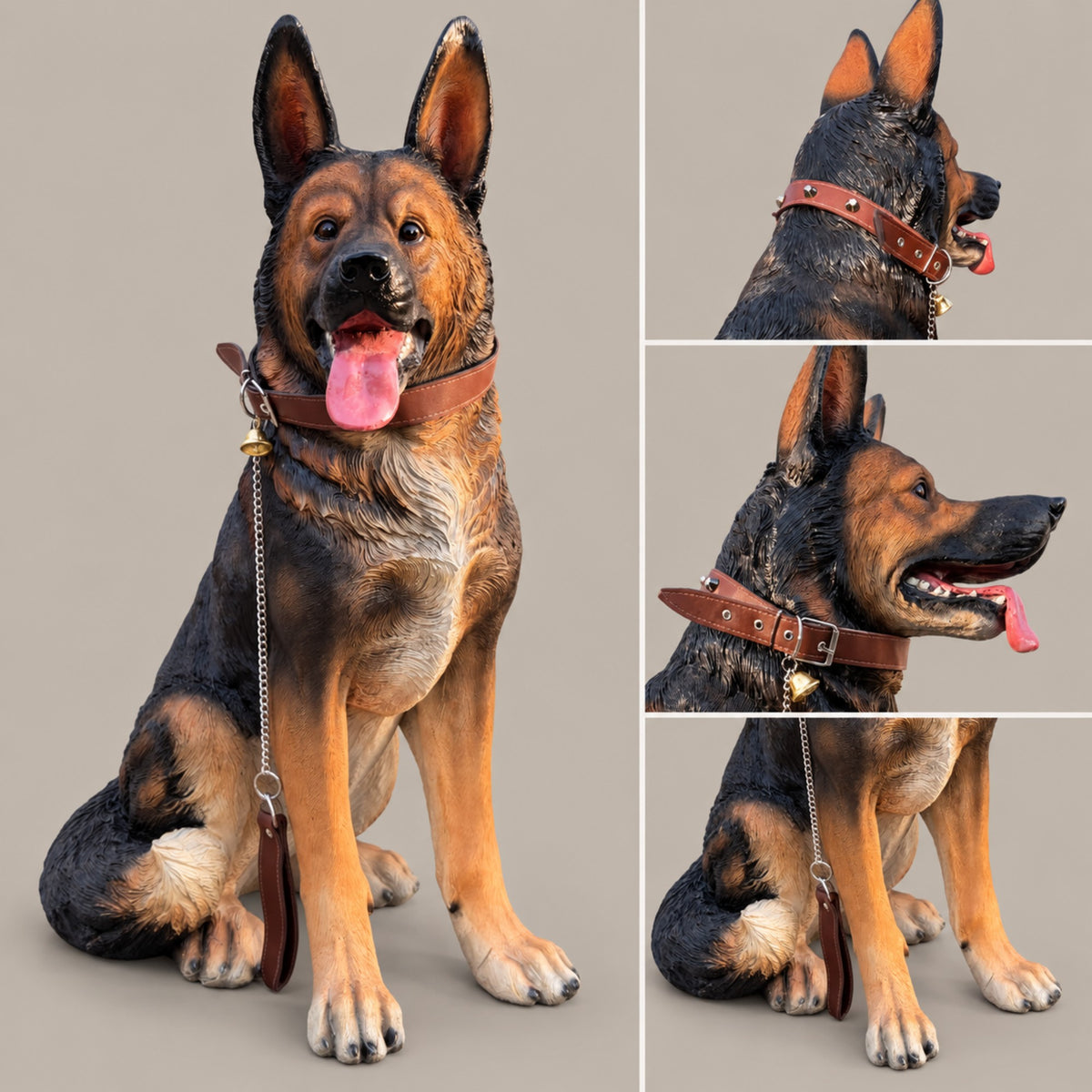Large German Shepherd Dog Statue 32.28 Inch Sitting Guard Dog Sculpture for Entryway Patio Decor - view 4