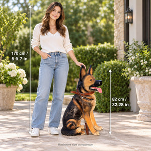 Large German Shepherd Dog Statue 32.28 Inch Sitting Guard Dog Sculpture for Entryway Patio Decor - view 5