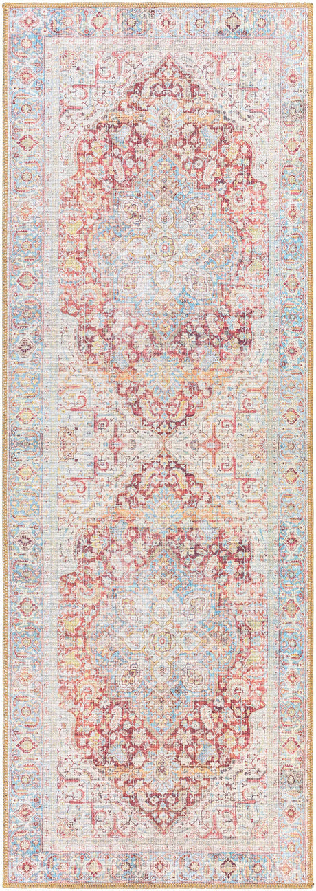Cream Rust Leeston Washable Rug - Clearance