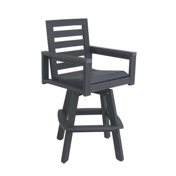 Life Outside Outdoor 360° Swivel Bar Chair with Ladderback Design