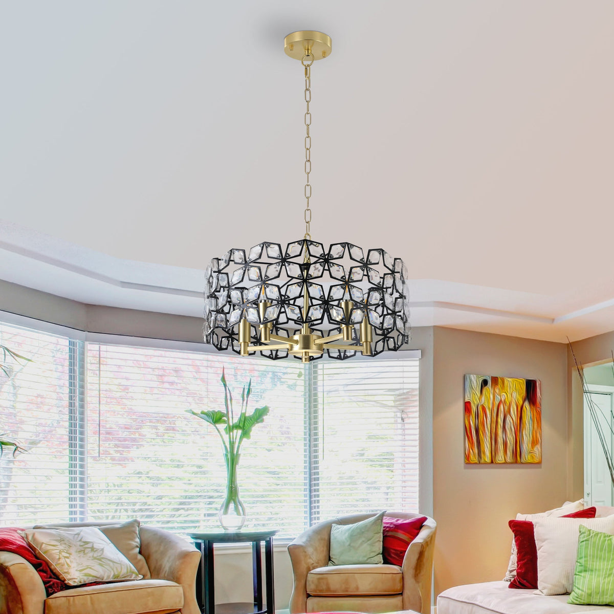 LIGHTING COMMUNE Geometric Crystal Pendant Chandelier with K9 Crystal - view 2