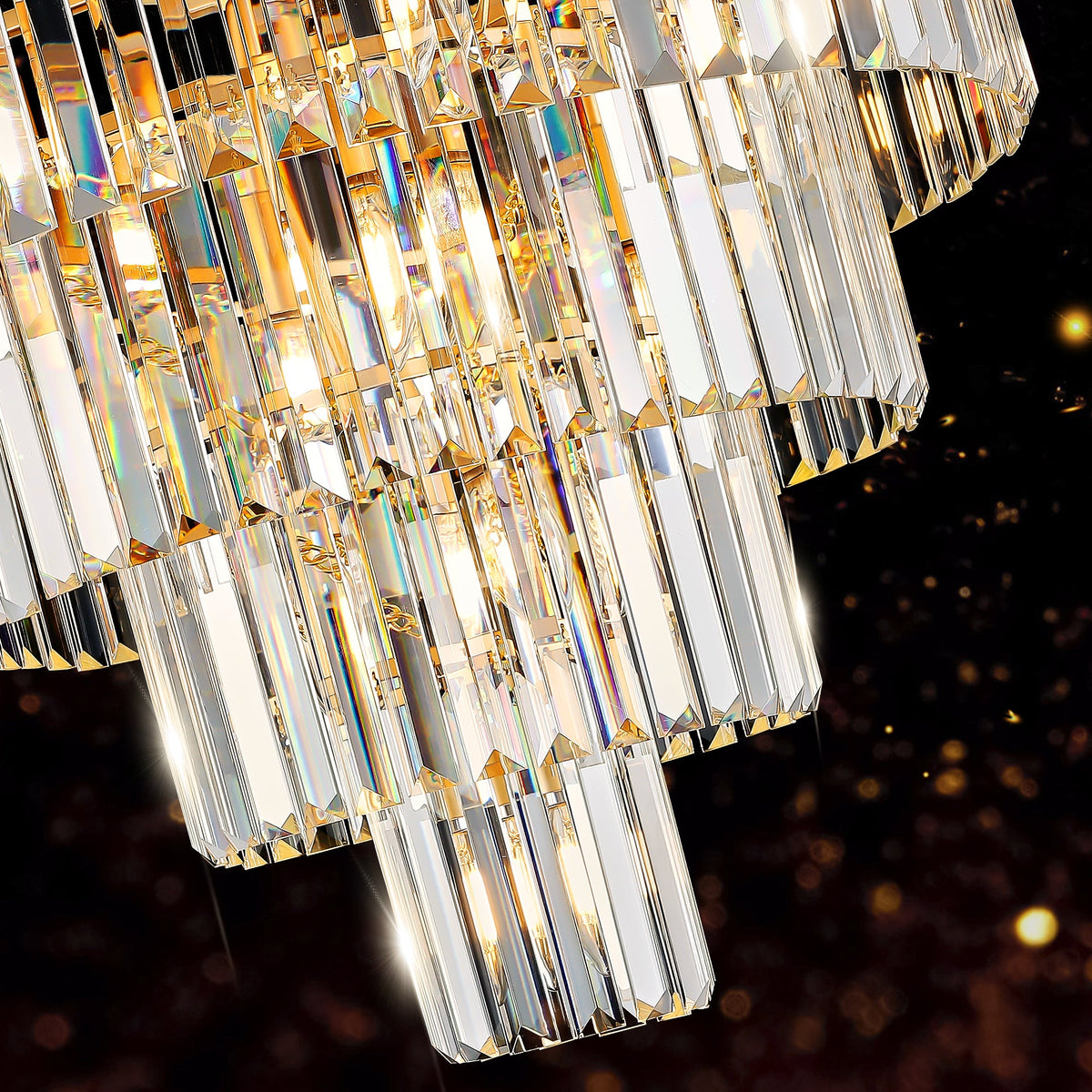 LIGHTING COMMUNE Golden Luxury Crystal Chandelier with 5-Tier K9 Crystals - view 7