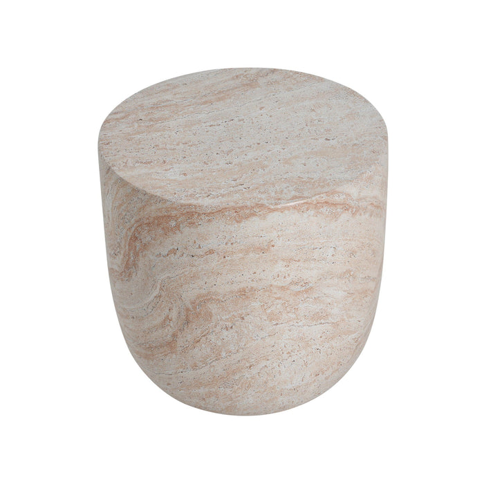 Outdoor / Indoor, Lightweight Concrete Side Table With Travertine - Beige - Best Buy Furniture