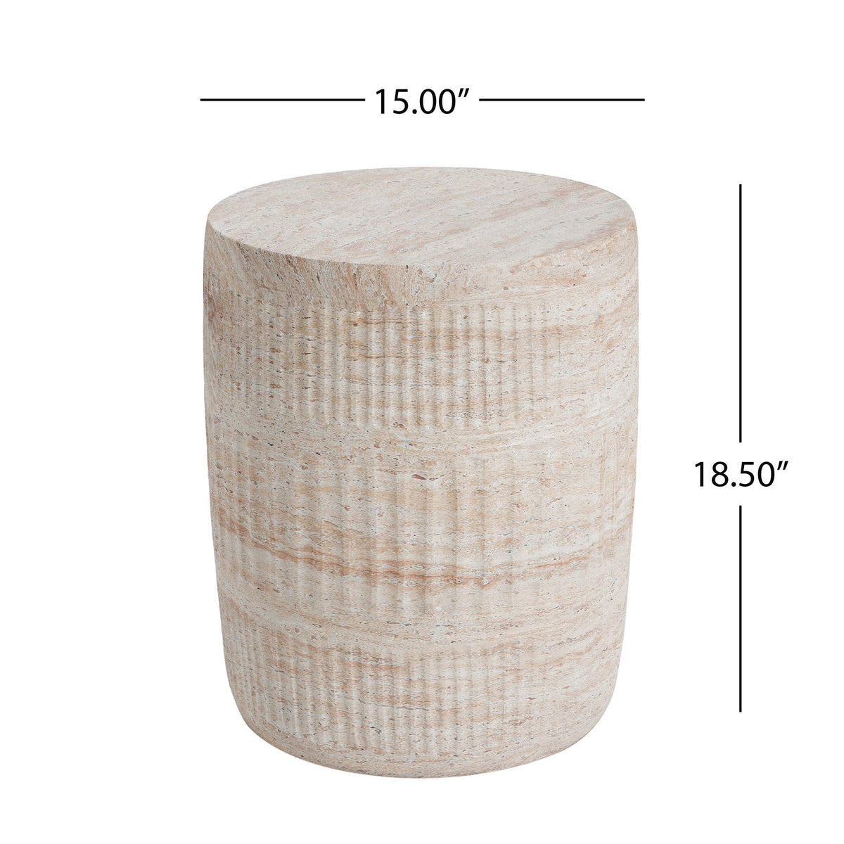 Lightweight Concrete Side Table with Travertine Finish - view 4