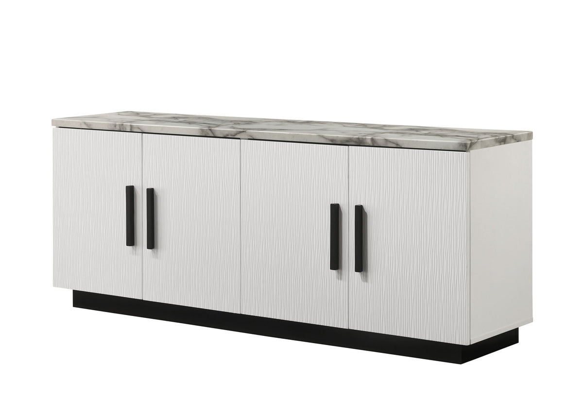 Lilola Home Matilda Cabinet Console Table with White Faux Marble Top
