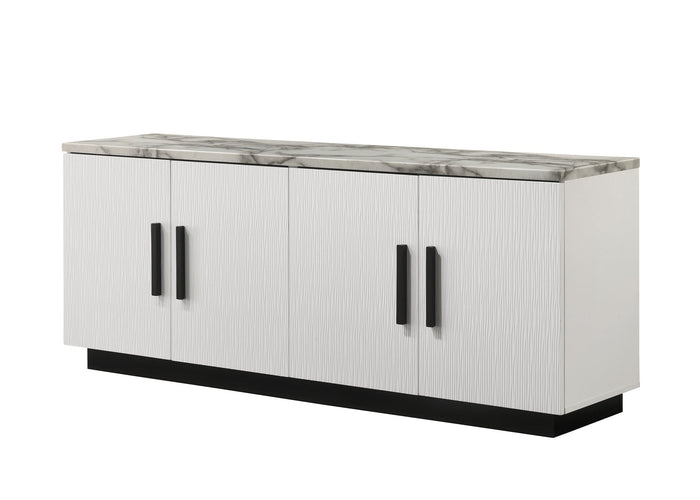 Lilola Home Matilda Cabinet Console Table with White Faux Marble Top