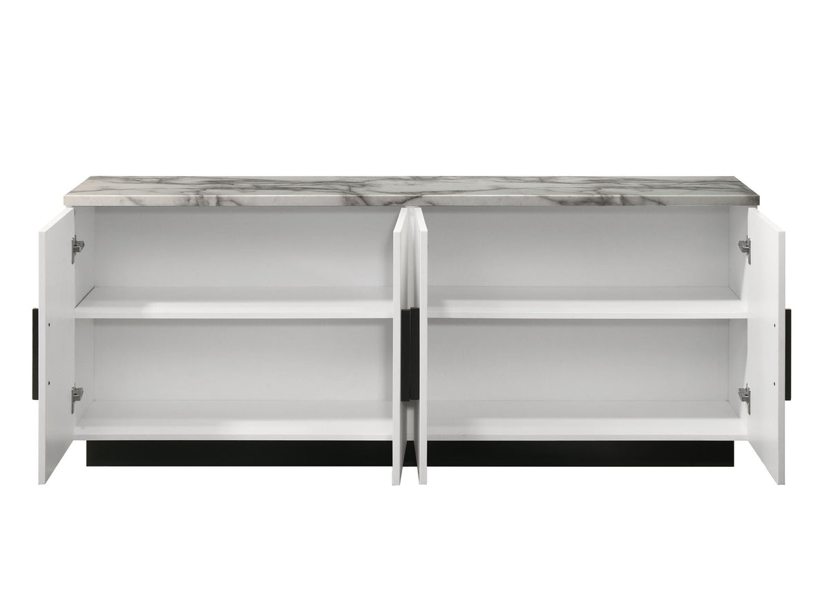 Lilola Home Matilda Cabinet Console Table with White Faux Marble Top - view 4