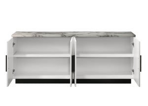 Lilola Home Matilda Cabinet Console Table with White Faux Marble Top - view 4