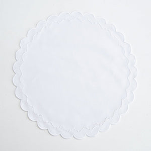Lily White Round Fabric Placemat & Napkin Set