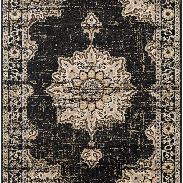 Lostwithiel Black Medallion Rug