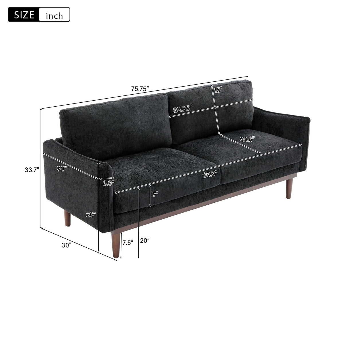 Loveseat Sofa With Spacious Seating - view 6