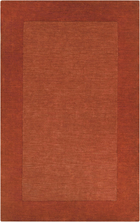 Bordered Solid Brick Red Wool Rug