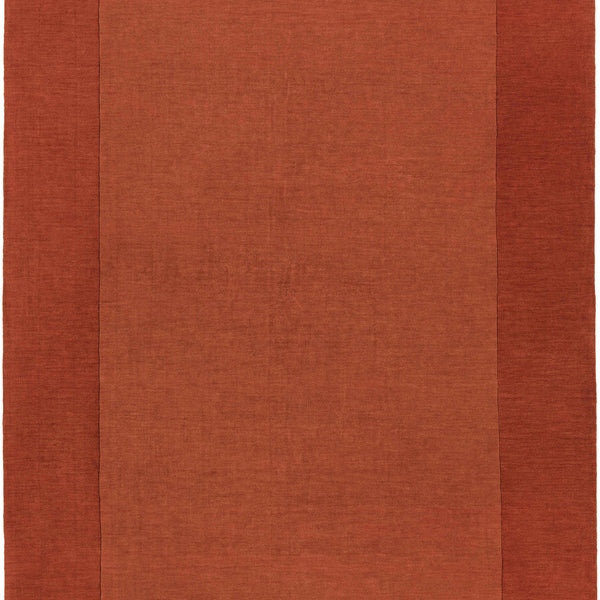 Bordered Solid Brick Red Wool Rug