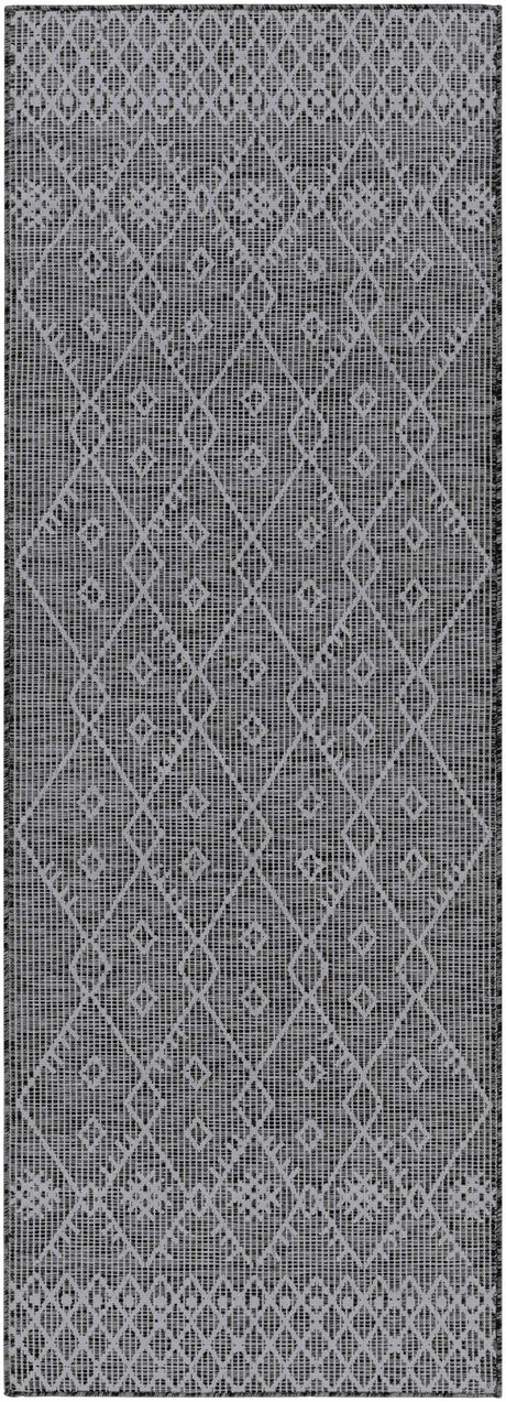 Lorena Charcoal Flatweave Trellis Carpet - Clearance
