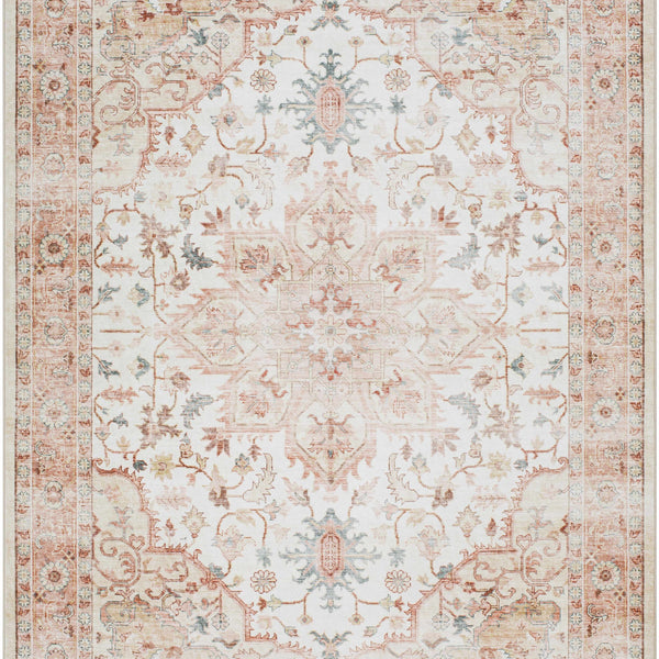 Lotan Pink Medallion Washable Area Rug