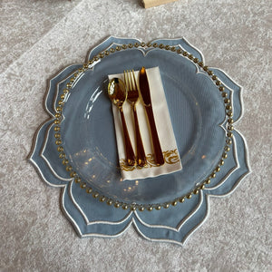 LUMERA LIGHT BLUE WAVY EDGE FABRIC PLACEMAT