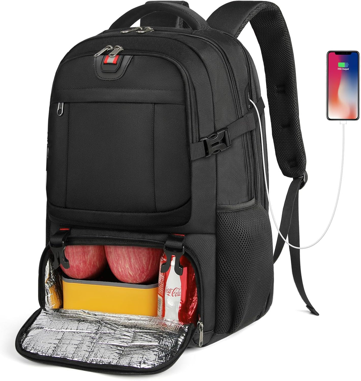 50L Travel Laptop Backpack 17.3 Inch TSA Waterproof with Insulated Compartment USB