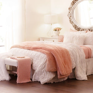 LushDecor Modern Solid Ultra Soft Faux Fur Comforter Bed In A Bag - view 8