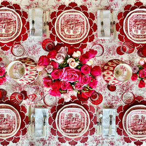 Timeless Red Scalloped Faux Leather Placemats