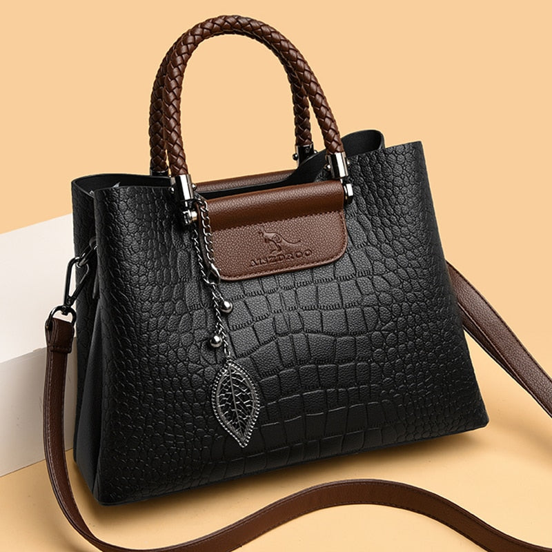 Amara Genuine Leather Handbag for Women 3 Compartment Shoulder Bag