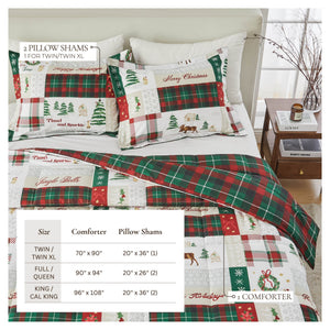 Reversible Christmas Comforter and Sham Set - Holiday Lodge Odette Collection