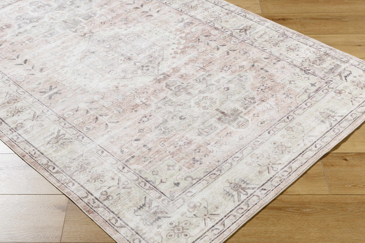 Laran Taupe Distressed Washable Area Rug