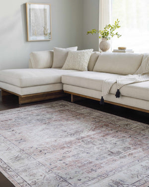 Laran Taupe Distressed Washable Area Rug
