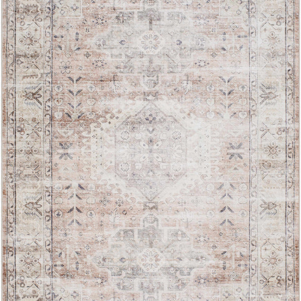 Laran Taupe Distressed Washable Area Rug