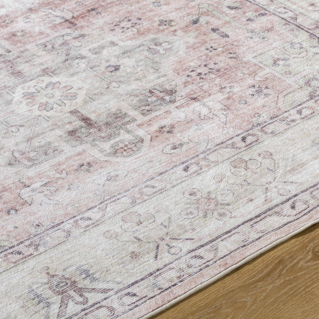 Laran Taupe Distressed Washable Area Rug