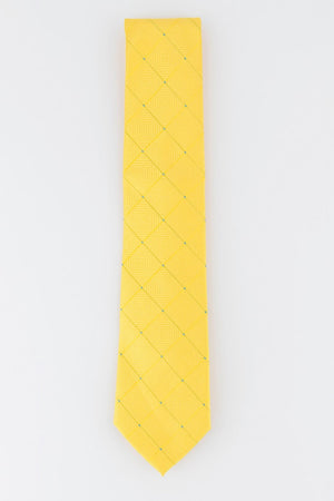 Perry Ellis Men's Burr Classic Geo Grid Tie Yellow Size Regular