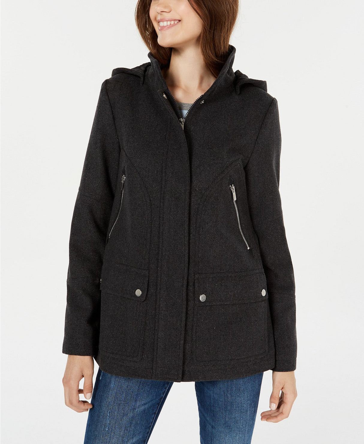 Celebrity Pink Juniors' Hooded Coat Black Size Medium