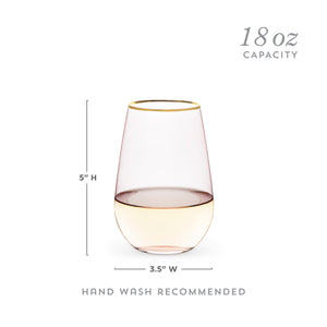 Rose Crystal Stemless Wine Glass Set