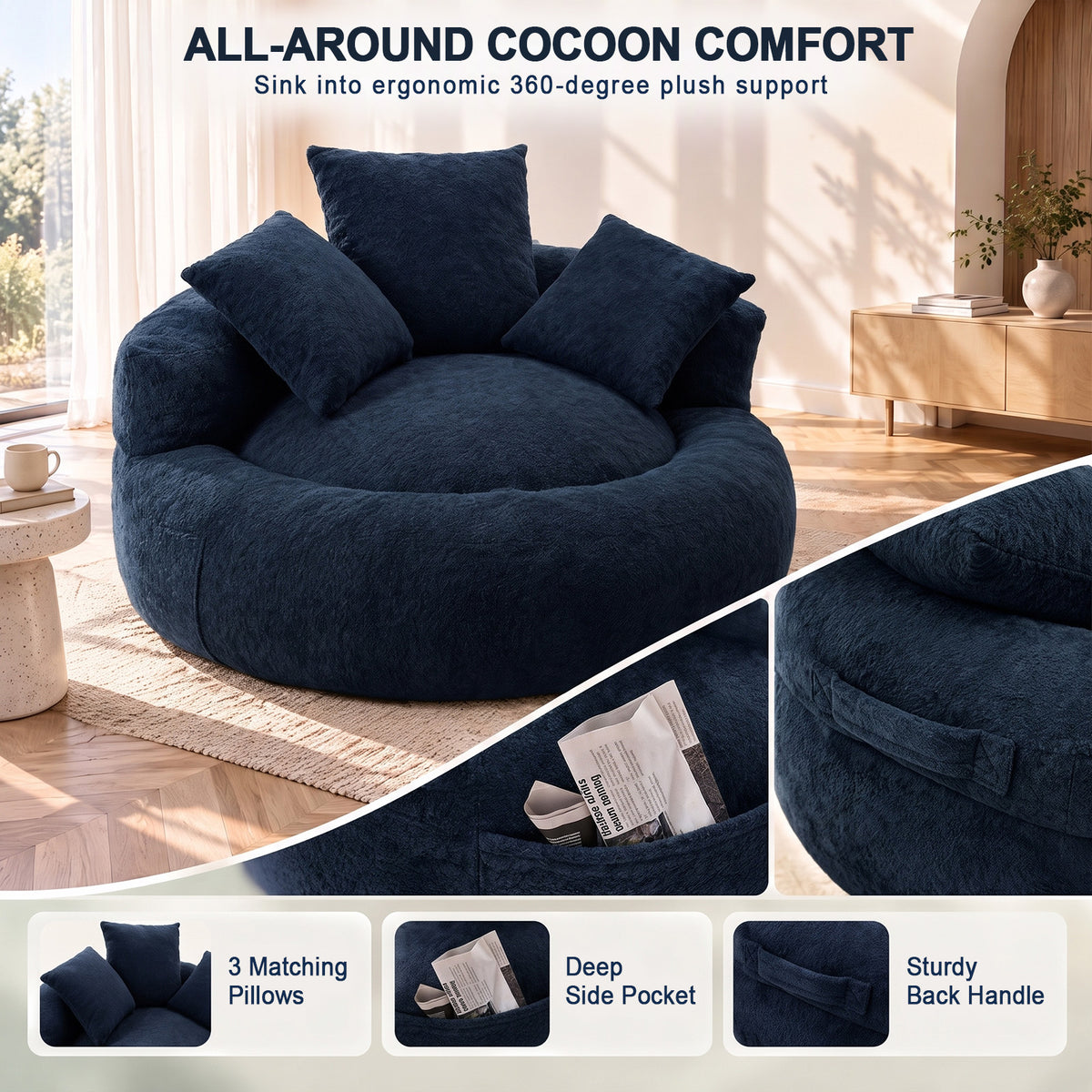 MAGIC FURNITURE 5FT Ultra Cozy Round Memory Foam Sofa - view 6