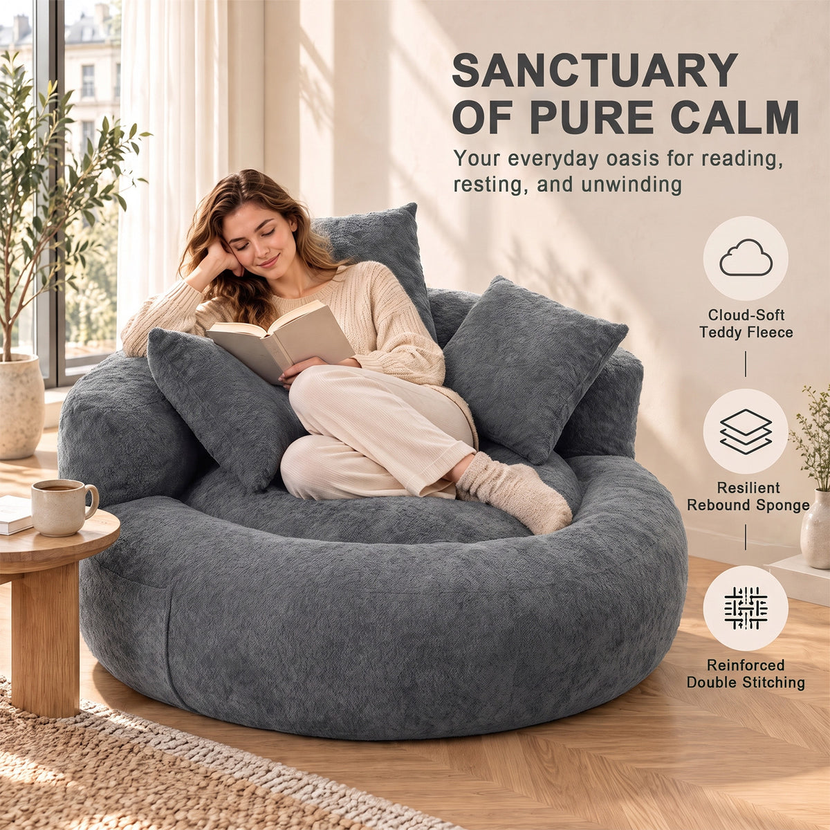 MAGIC FURNITURE 5FT Ultra Cozy Round Memory Foam Sofa - view 7