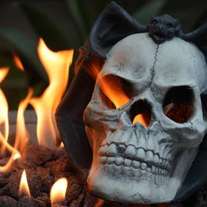 Magnesium Oxide Fire Pit Skull Wall Art Set with Hollow Flame Channel - view 2