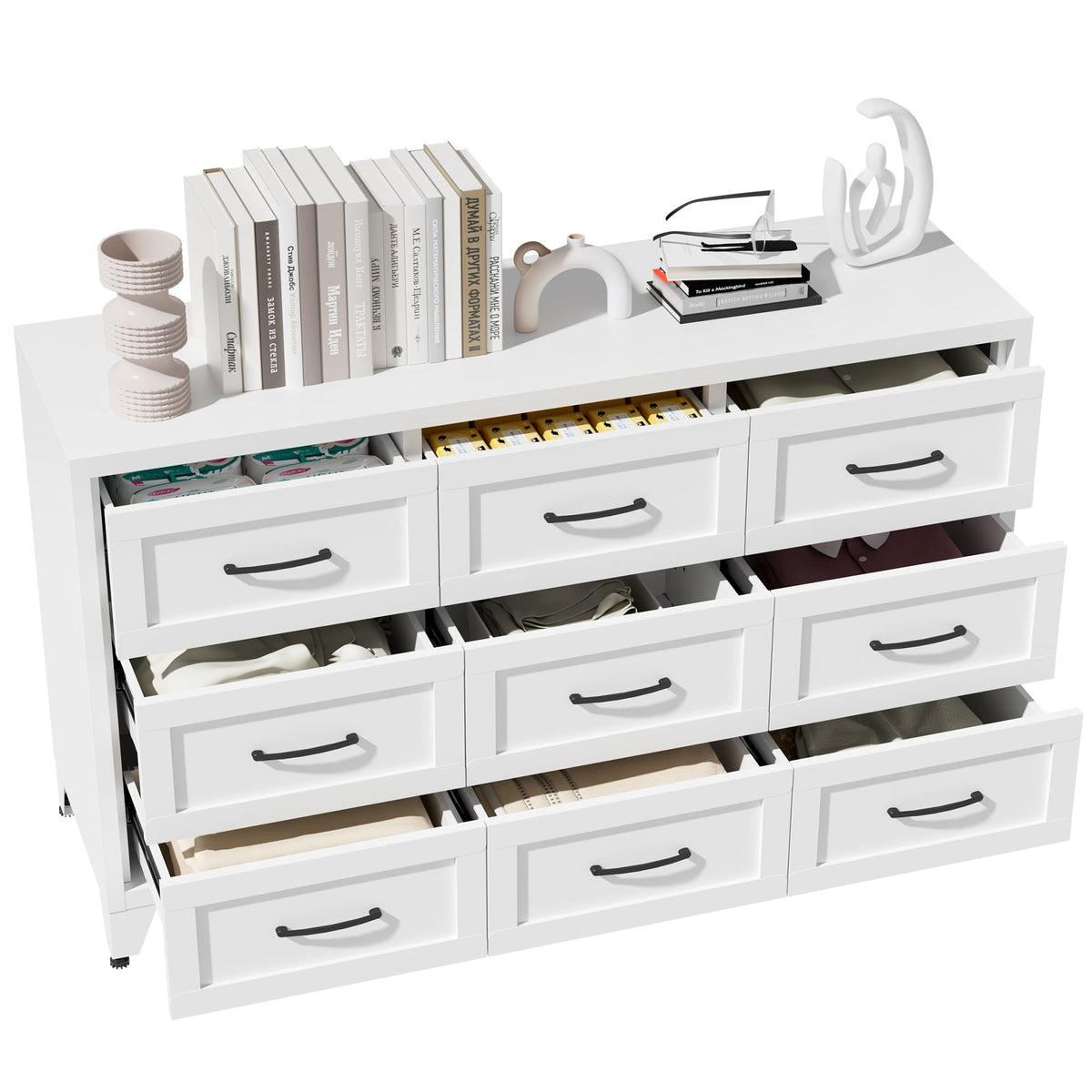 Makeace Steel Furniture 9 Drawer White Metal Dresser with Quiet-Glide Rails - view 14