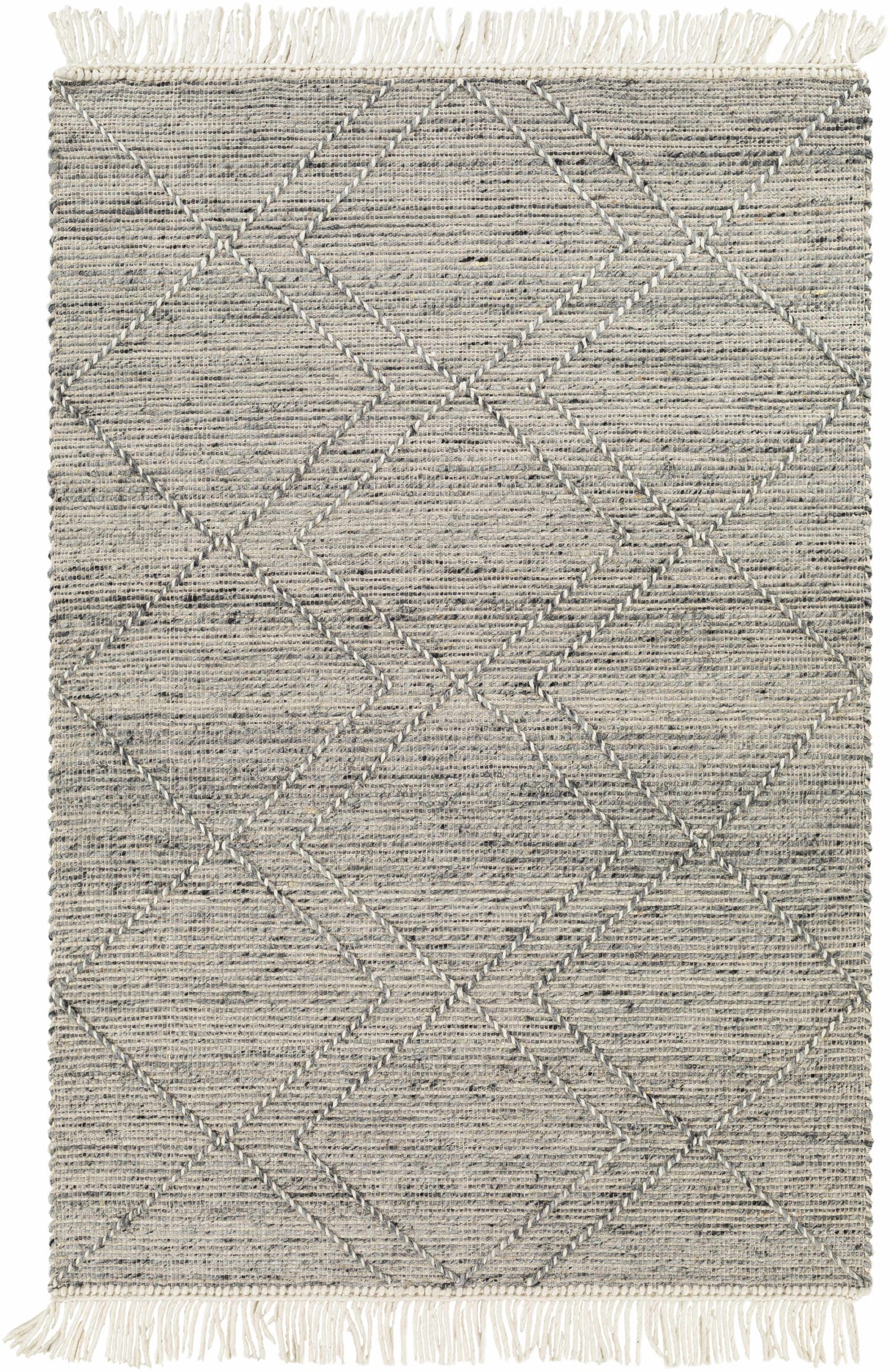 Gray Malilipot Wool Blend Braided Tassel Area Rug - Clearance