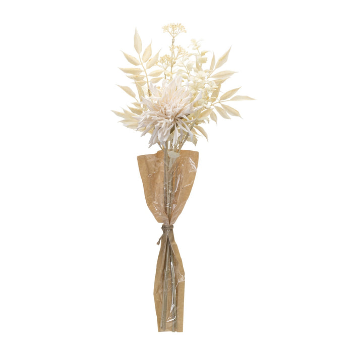 Melrose International Bleached Chrysanthemum Bouquet (Set of 2) in Beige