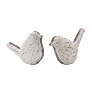 Melrose International Carved Bird Figurine (Set of 4) in Cream