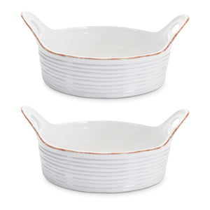 Melrose International Ceramic Bowl with Handles (Set of 2)