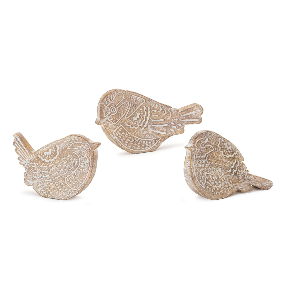 Melrose International Etched Bird Decor (Set of 3) in Brown