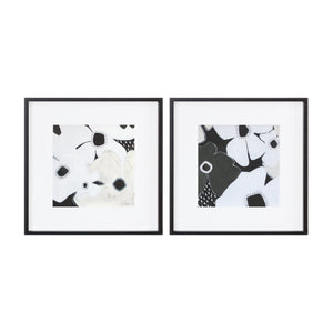 Melrose International Framed Anemone Floral Print (Set of 2) in Black