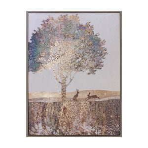 Melrose International Framed Tree and Rabbit Print 15.5"H in Brown