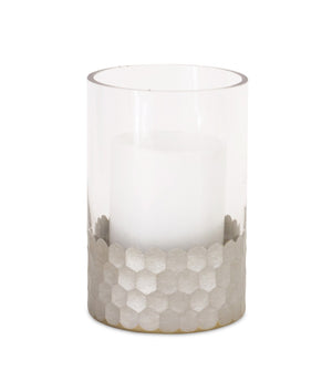Melrose International Glass Hurricane Candle Holder with Honeycomb (Set of 2)
