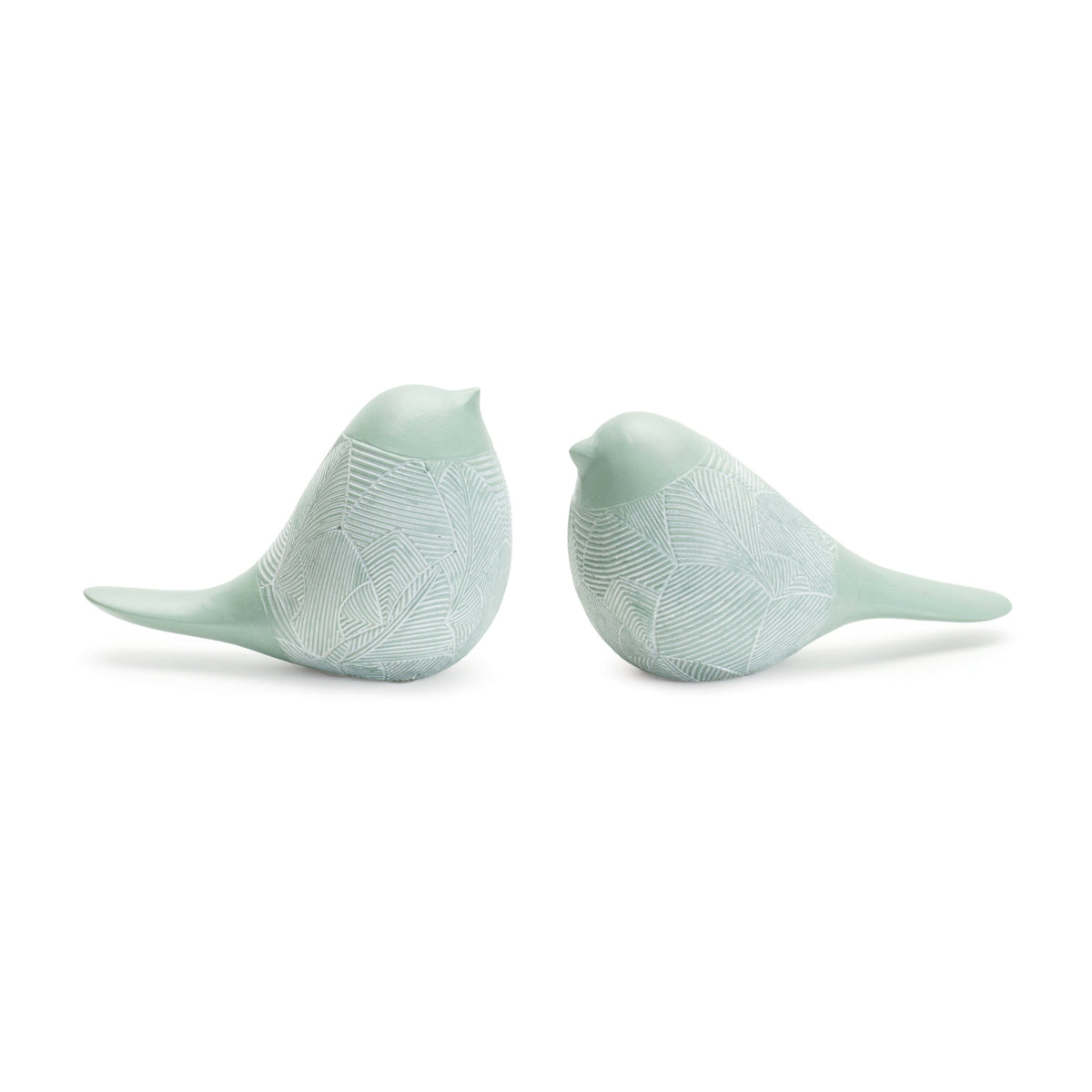 Melrose International Modern etched bird figurine (set of 4) in Green