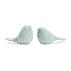 Melrose International Modern etched bird figurine (set of 4) in Green