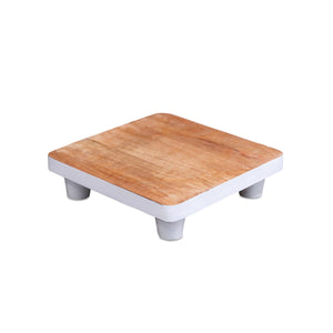 Melrose International Natural wood pedestal tray (set of 2) - view 3