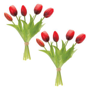 Melrose International Red Tulip Floral Bundle (Set of 2)