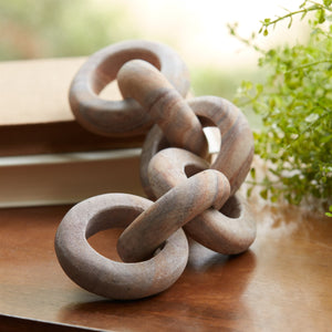 Melrose International Sandstone chain link décor 11"l
